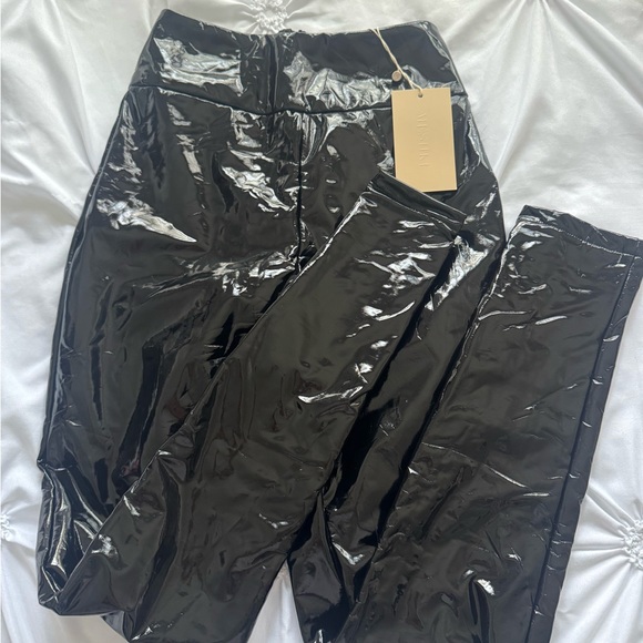 Meshki Glossy Black Pants - Picture 2 of 6